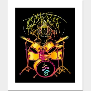 Neon Nirvana - Drummer Buddha Posters and Art